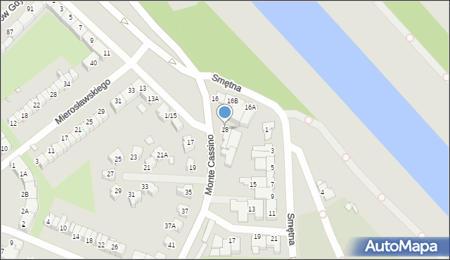 Wrocław, Monte Cassino, 18, mapa Wrocławia