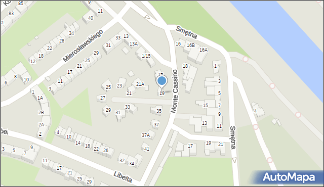 Wrocław, Monte Cassino, 19, mapa Wrocławia