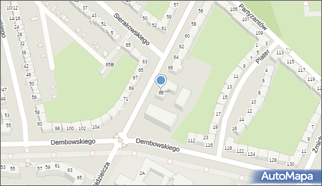 Wrocław, Monte Cassino, 68, mapa Wrocławia