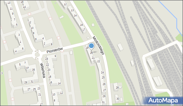 Wrocław, Mościckiego Ignacego, 20, mapa Wrocławia
