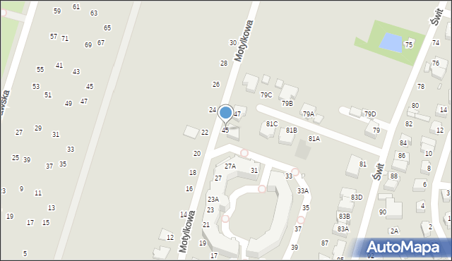 Wrocław, Motylkowa, 45, mapa Wrocławia