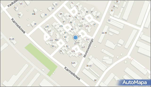 Wrocław, Morelowskiego Mariana, 117, mapa Wrocławia