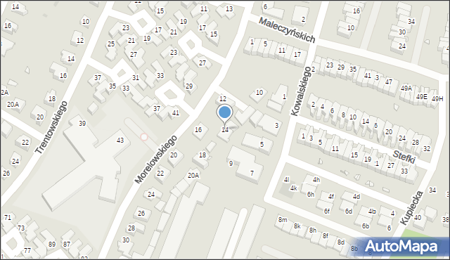 Wrocław, Morelowskiego Mariana, 14, mapa Wrocławia