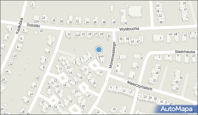 Wrocław, Morelowskiego Mariana, 3, mapa Wrocławia