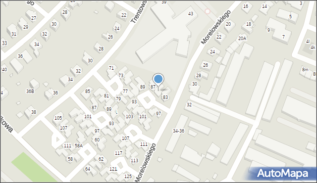 Wrocław, Morelowskiego Mariana, 85, mapa Wrocławia