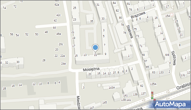 Wrocław, Mosiężna, 11, mapa Wrocławia