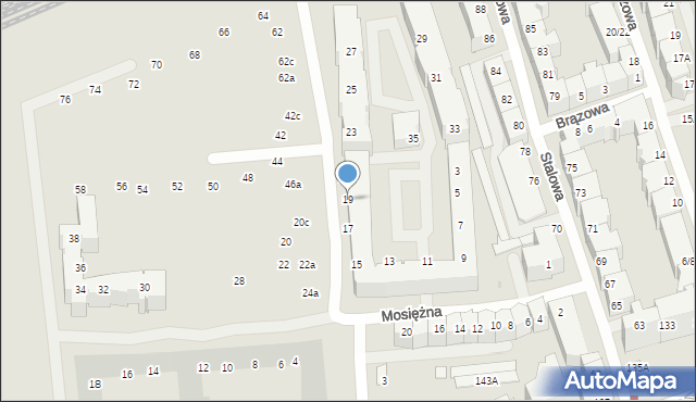 Wrocław, Mosiężna, 19, mapa Wrocławia