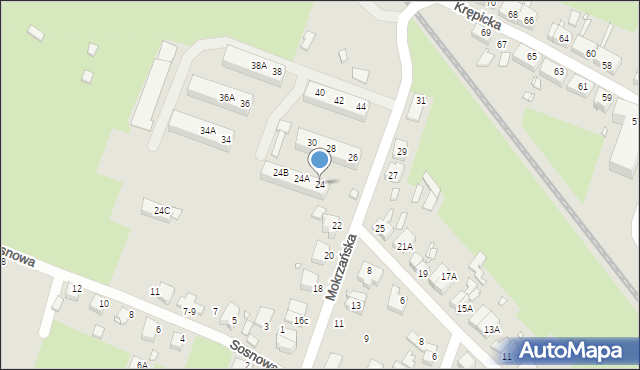Wrocław, Mokrzańska, 24, mapa Wrocławia