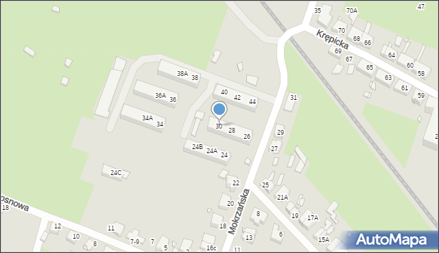 Wrocław, Mokrzańska, 30, mapa Wrocławia