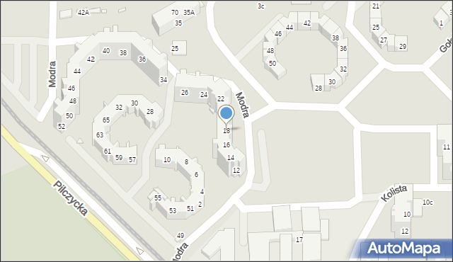 Wrocław, Modra, 18, mapa Wrocławia