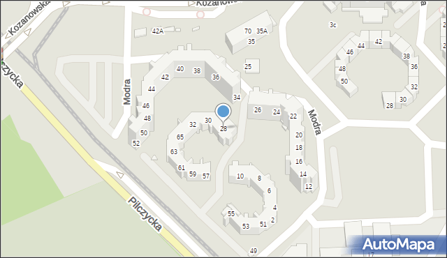 Wrocław, Modra, 28, mapa Wrocławia