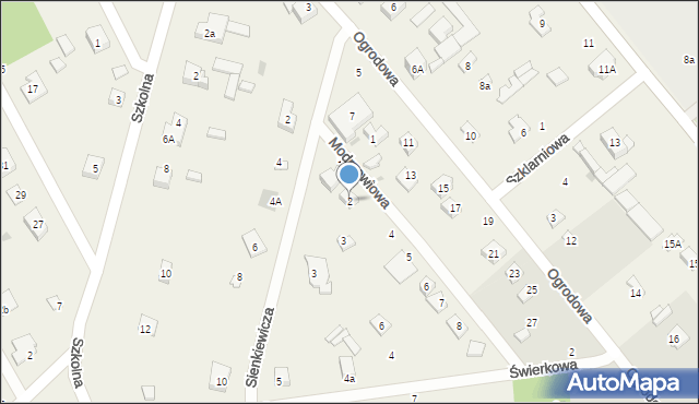 Wrząca, Modrzewiowa, 2, mapa Wrząca