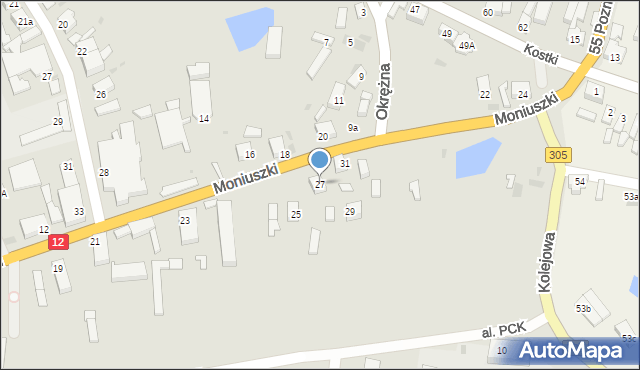 Wschowa, Moniuszki Stanisława, 27, mapa Wschowa