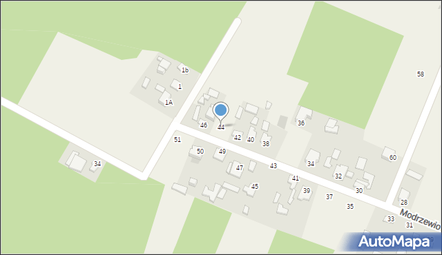 Wymysłów, Modrzewiowa, 44, mapa Wymysłów
