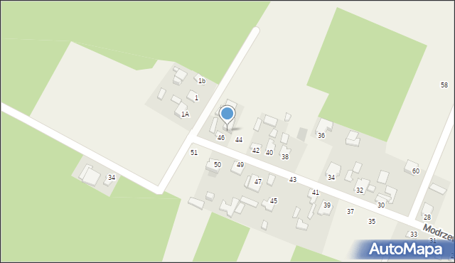 Wymysłów, Modrzewiowa, 46A, mapa Wymysłów