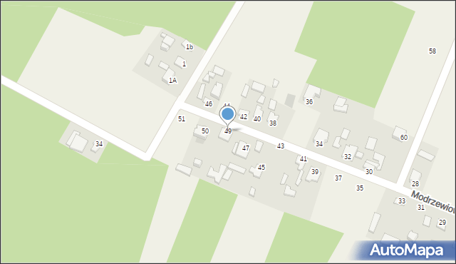 Wymysłów, Modrzewiowa, 49, mapa Wymysłów