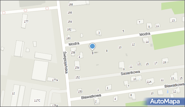 Wyszków, Modra, 6, mapa Wyszków