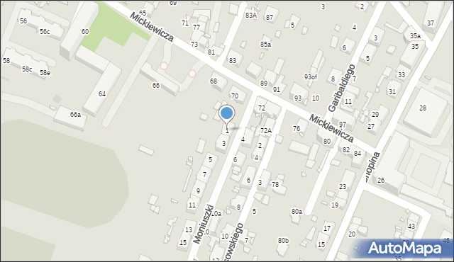 Zabrze, Moniuszki Stanisława, 1, mapa Zabrza