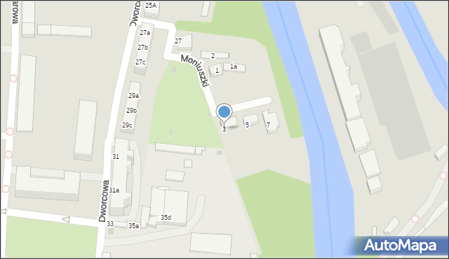 Żagań, Moniuszki Stanisława, 3, mapa Żagań