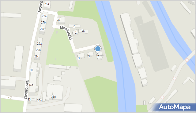 Żagań, Moniuszki Stanisława, 7, mapa Żagań