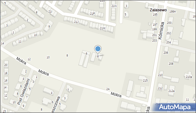 Zalasewo, Mokra, 4, mapa Zalasewo