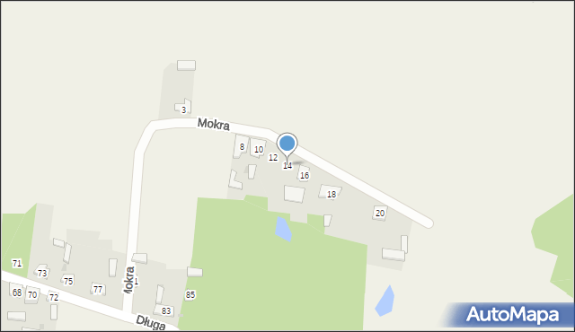 Zalesice, Mokra, 14, mapa Zalesice