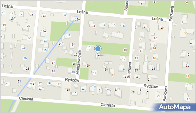 Zalesie Górne, Modrzewiowa, 17, mapa Zalesie Górne