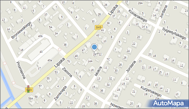 Zamość, Mokra, 14, mapa Zamościa