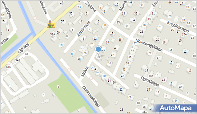 Zamość, Mokra, 23, mapa Zamościa