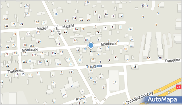 Zamość, Moniuszki Stanisława, 7, mapa Zamościa