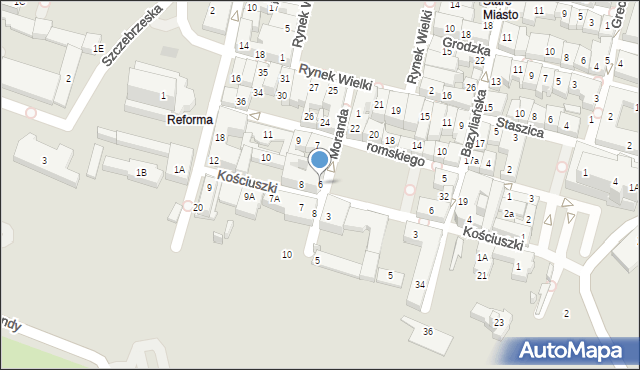 Zamość, Moranda Bernarda, 6, mapa Zamościa