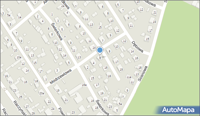 Zaniemyśl, Modrzewiowa, 6, mapa Zaniemyśl