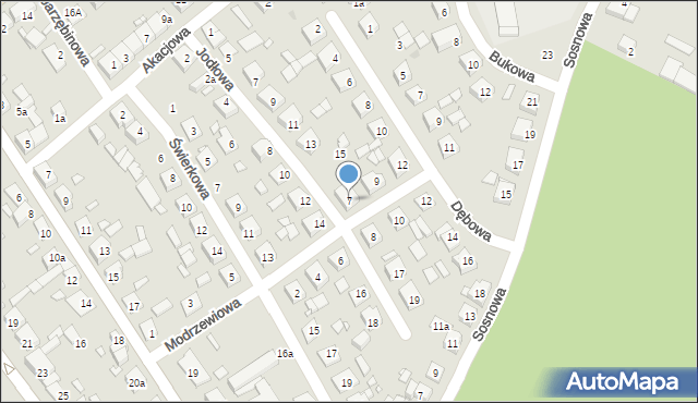 Zaniemyśl, Modrzewiowa, 7, mapa Zaniemyśl