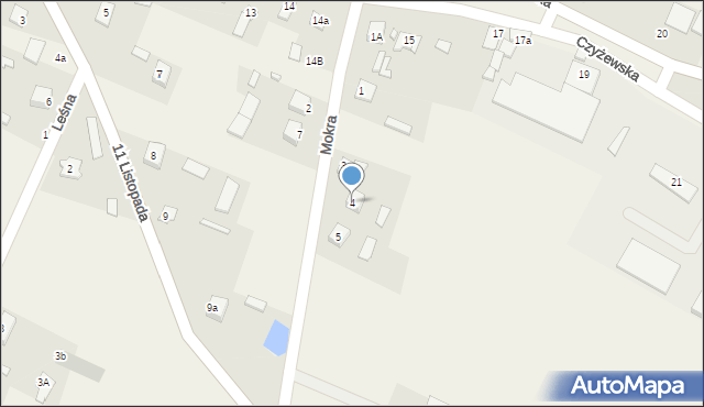 Zaręby Kościelne, Mokra, 4, mapa Zaręby Kościelne