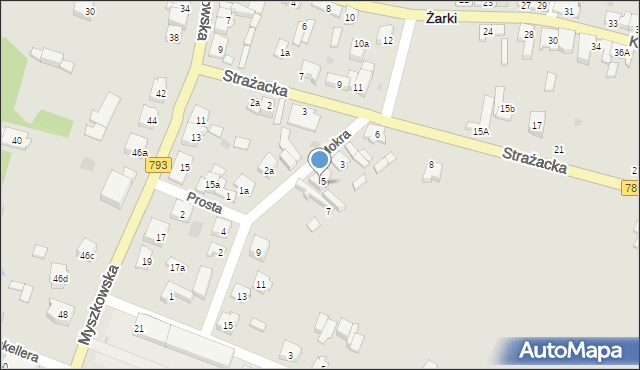 Żarki, Mokra, 5a, mapa Żarki