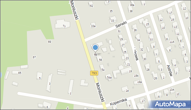 Żarki, Moniuszki Stanisława, 58, mapa Żarki