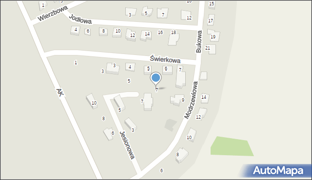 Żarów, Modrzewiowa, 7, mapa Żarów