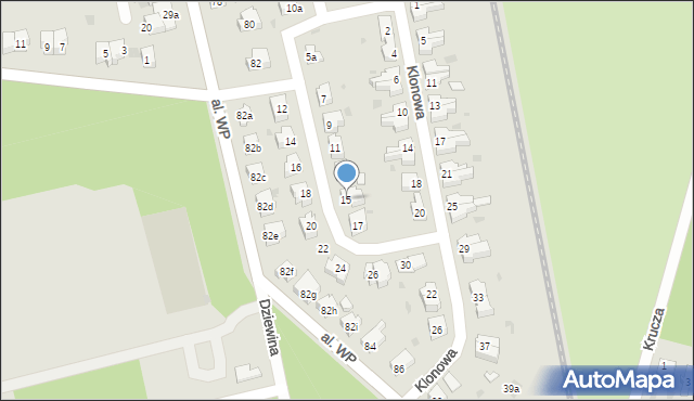 Żary, Modrzewiowa, 15, mapa Żary