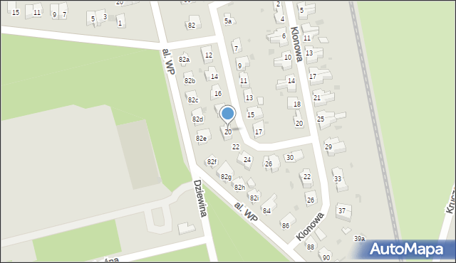 Żary, Modrzewiowa, 20, mapa Żary