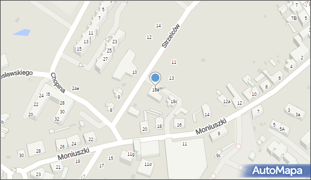 Żary, Moniuszki Stanisława, 18e, mapa Żary