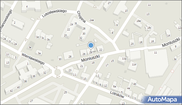 Żary, Moniuszki Stanisława, 24, mapa Żary