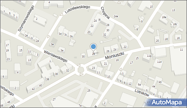 Żary, Moniuszki Stanisława, 28, mapa Żary