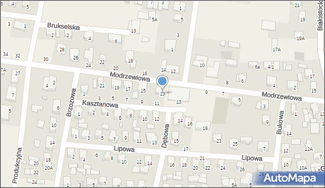 Zaścianki, Modrzewiowa, 13, mapa Zaścianki