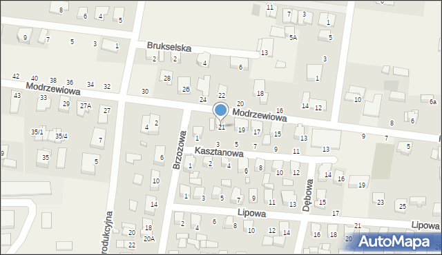 Zaścianki, Modrzewiowa, 21, mapa Zaścianki