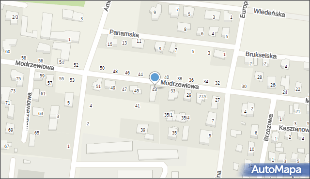 Zaścianki, Modrzewiowa, 43, mapa Zaścianki