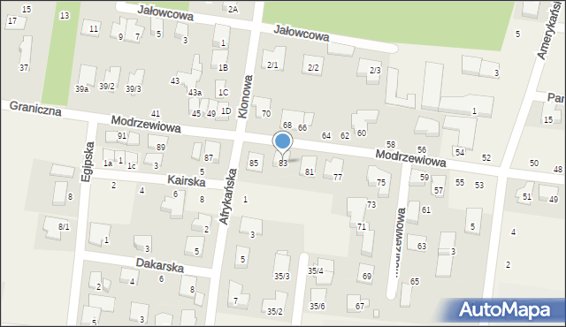 Zaścianki, Modrzewiowa, 83, mapa Zaścianki
