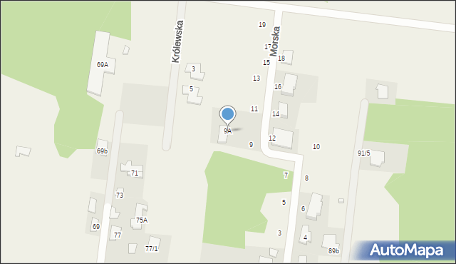 Zaścianki, Morska, 9A, mapa Zaścianki