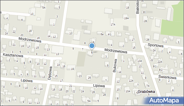 Zaścianki, Modrzewiowa, 5, mapa Zaścianki