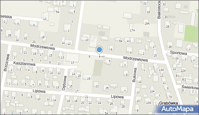 Zaścianki, Modrzewiowa, 7, mapa Zaścianki