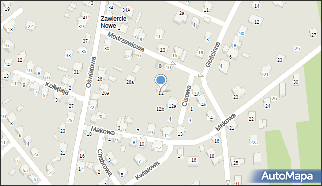 Zawiercie, Modrzewiowa, 12, mapa Zawiercie